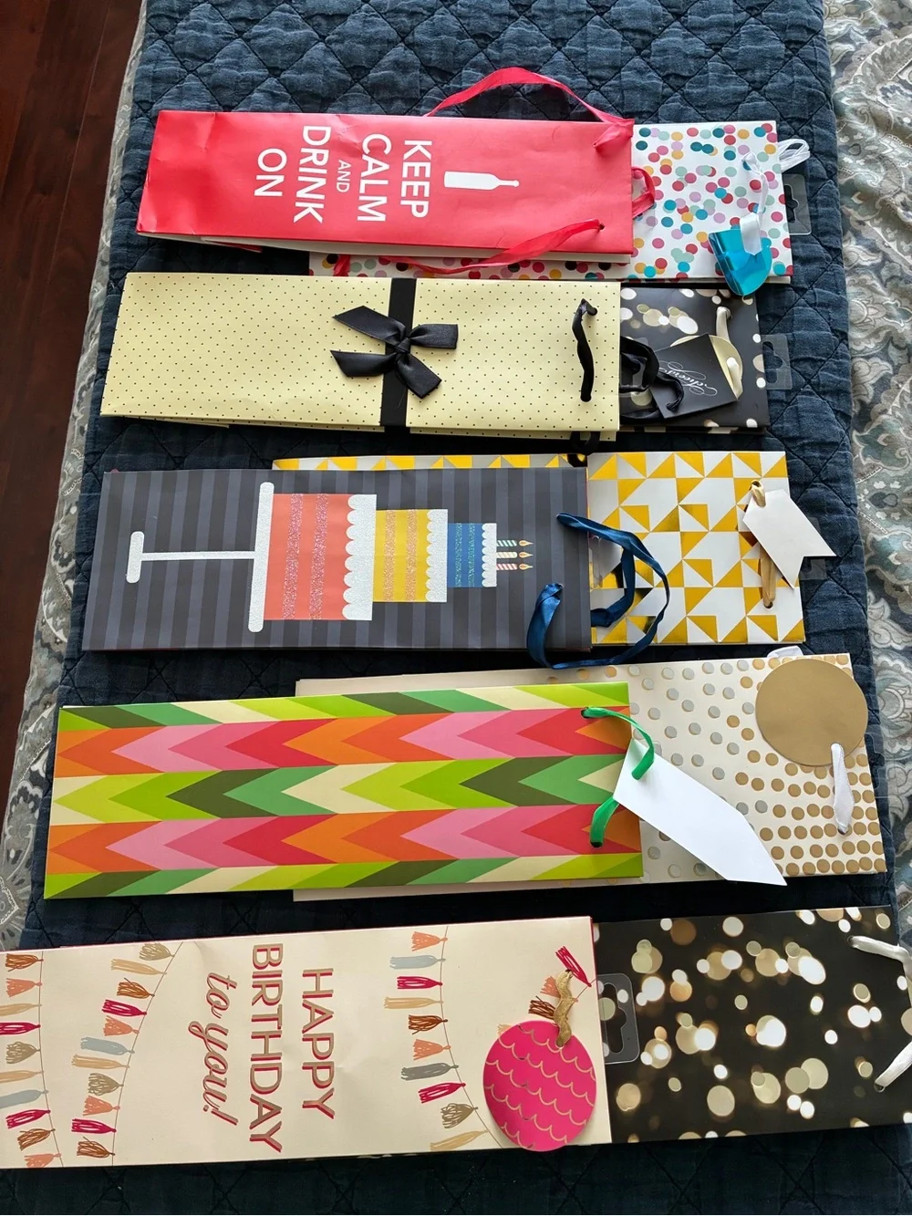 NEW Assorted Colorful Wine & Bottle Gift Bags - Multipack of TEN bags